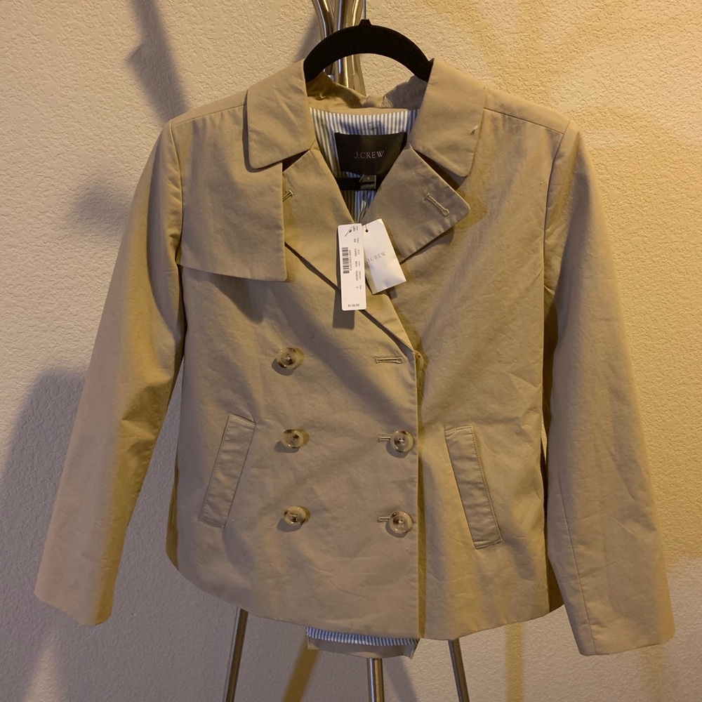 NWT Sz 0 Tan J.Crew Poplin Swing Trench Coat